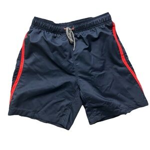 Men’s Speedo Navy Blue Swim Trunks With Red Stripe Size Medium No Lining